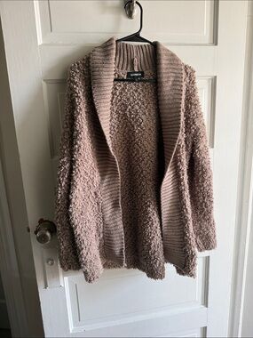 Express Women's Bouclé Open-Front Cardigan - Mauve Blush